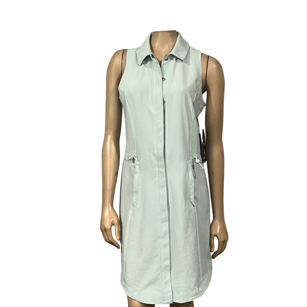 Avalanche Sage Green Sleeveless Shirt Dress Button Up Drawstring Gorpcore NWT Sv